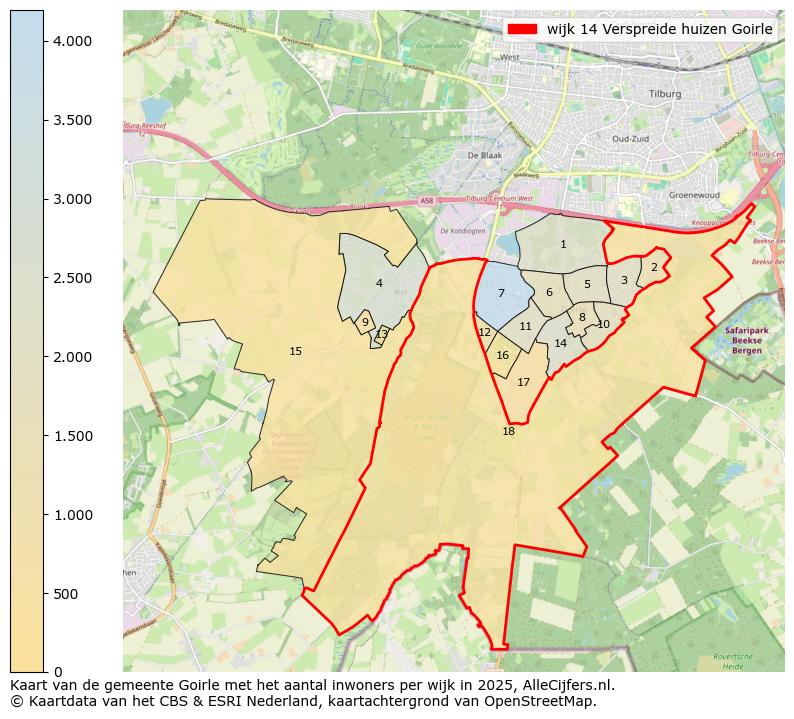 Afbeelding van de wijk Verspreide huizen Goirle op de kaart.