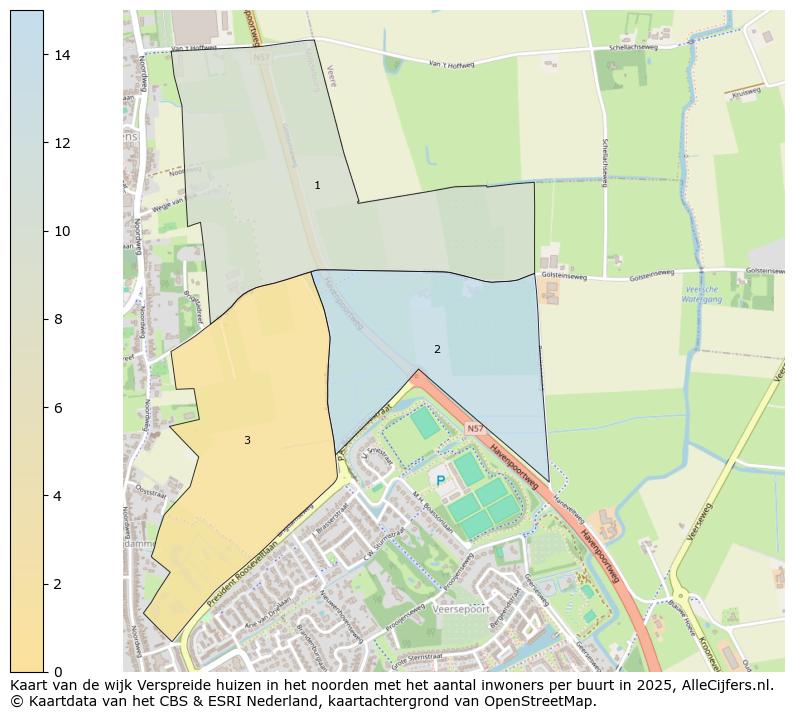 Afbeelding van de wijk Verspreide huizen in het noorden op de kaart.