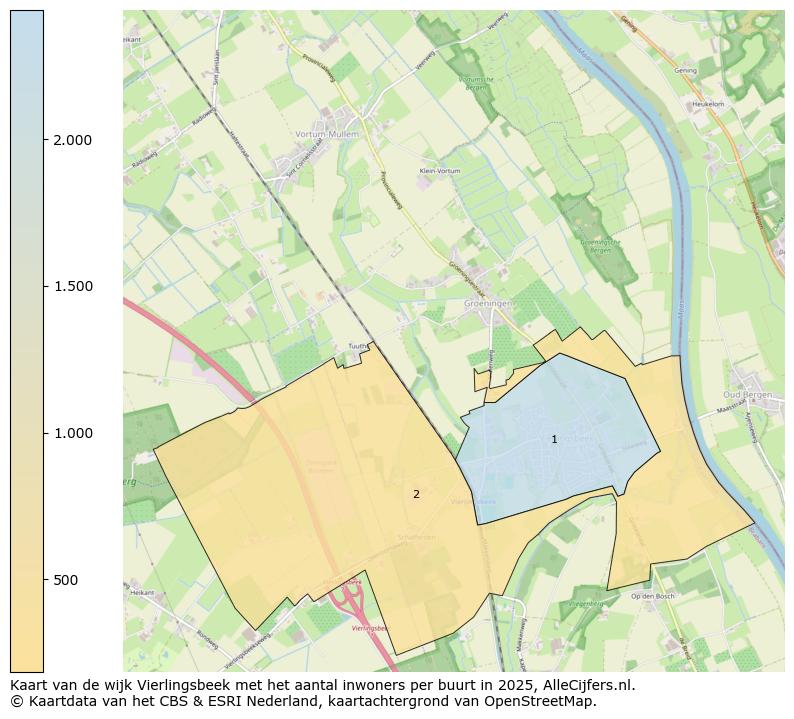 Afbeelding van de wijk Vierlingsbeek op de kaart.