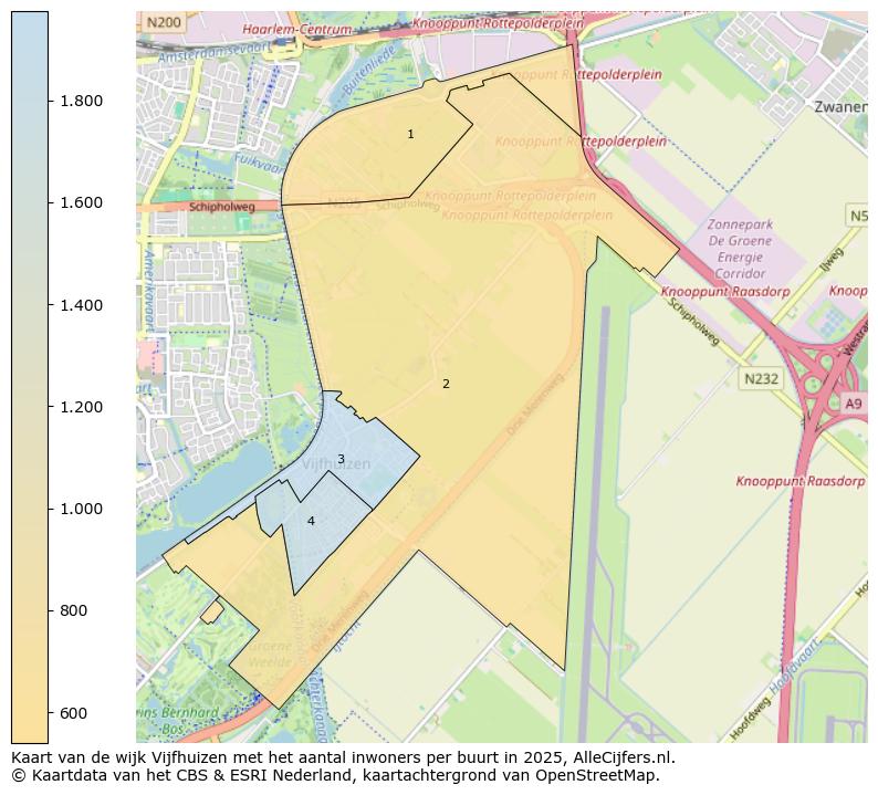 Afbeelding van de wijk Vijfhuizen op de kaart.