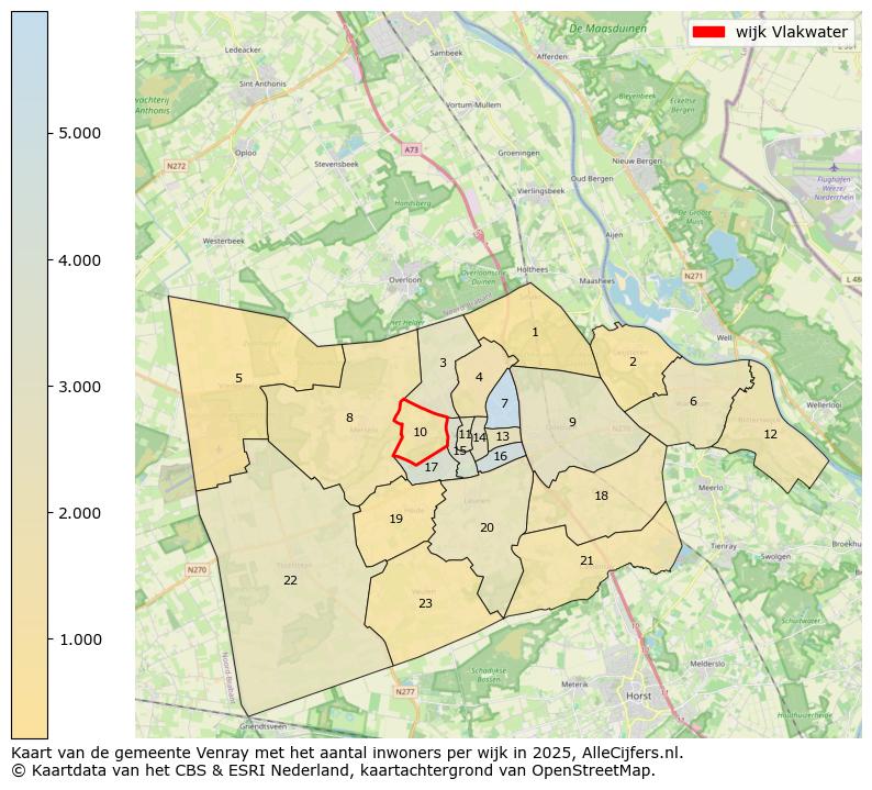Afbeelding van de wijk Vlakwater op de kaart.