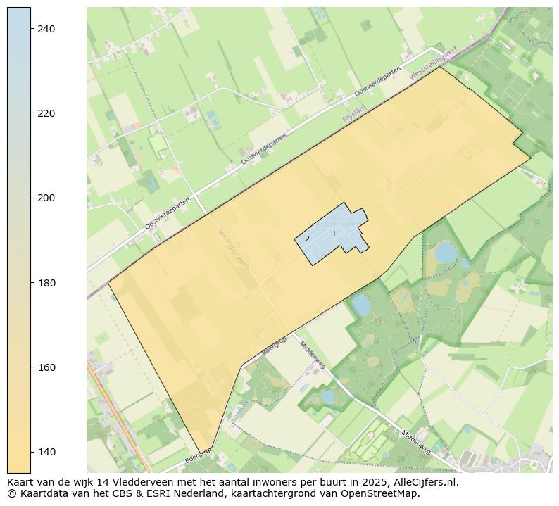 Afbeelding van de wijk Vledderveen op de kaart.
