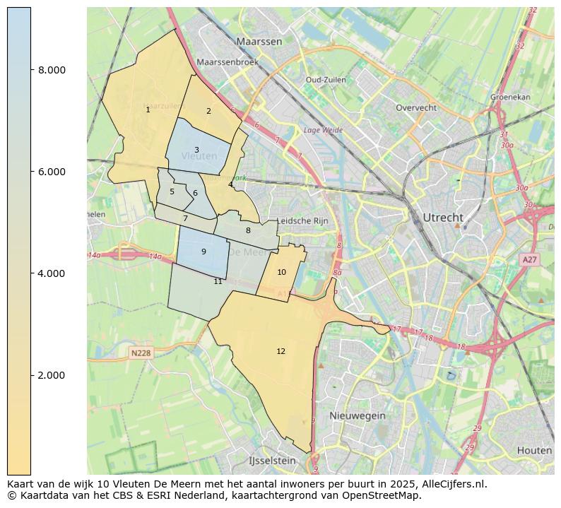 Afbeelding van de wijk Vleuten-De Meern op de kaart.