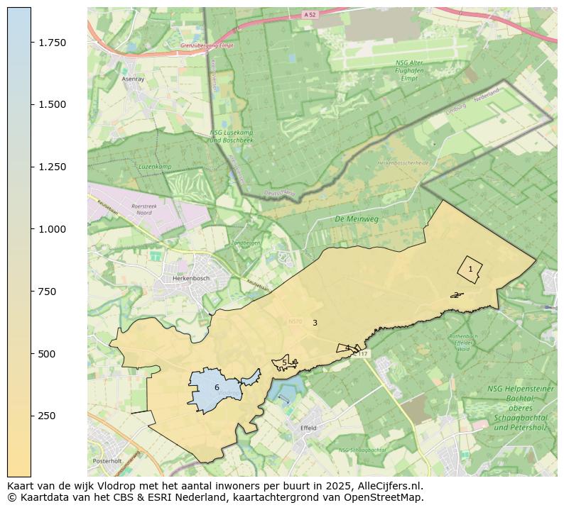 Afbeelding van de wijk Vlodrop op de kaart.