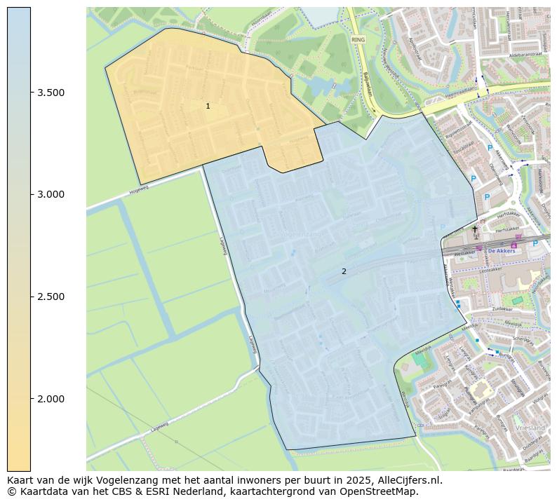 Afbeelding van de wijk Vogelenzang op de kaart.