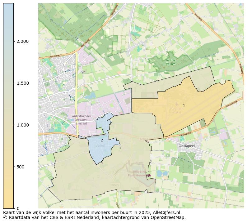 Afbeelding van de wijk Volkel op de kaart.