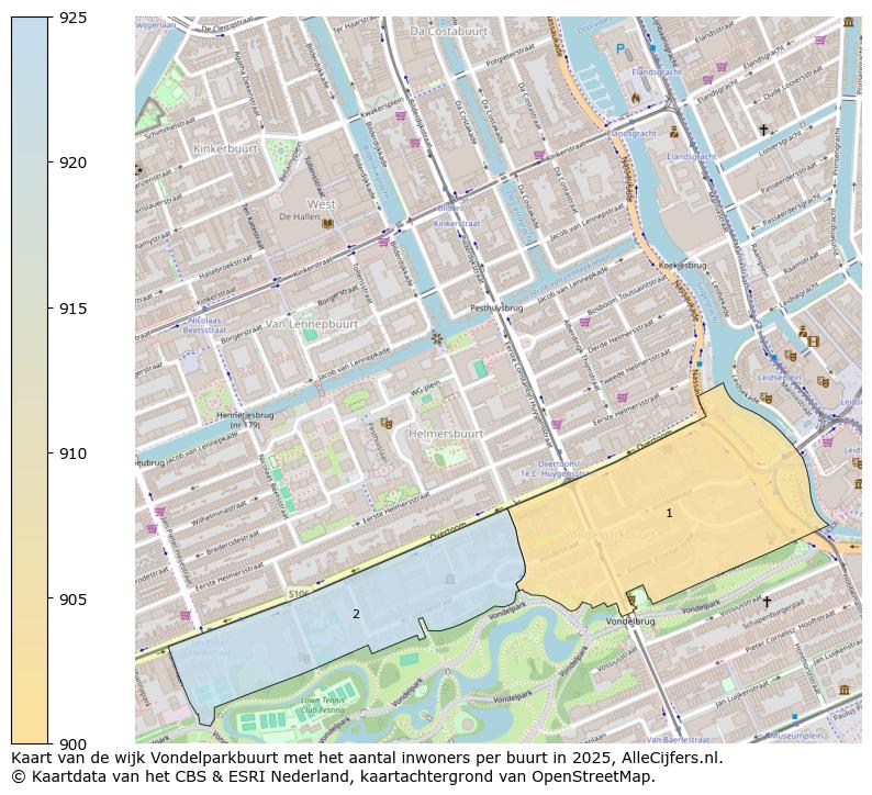 Afbeelding van de wijk Vondelparkbuurt op de kaart.