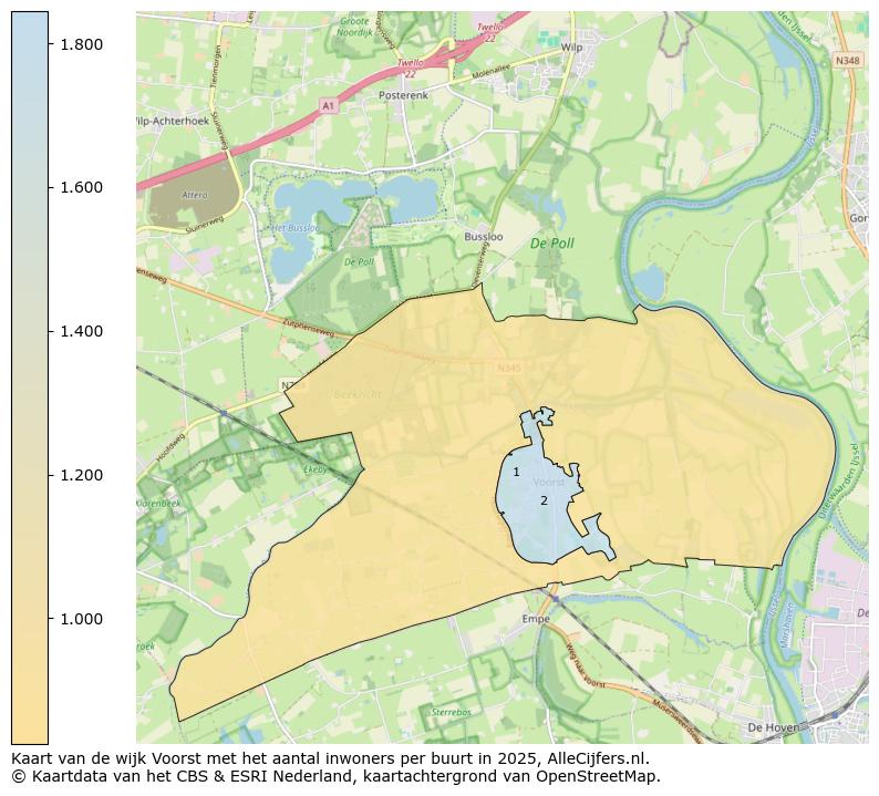 Afbeelding van de wijk Voorst op de kaart.
