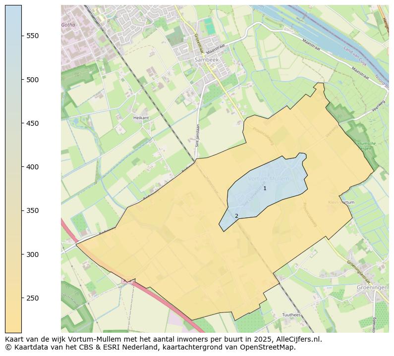 Afbeelding van de wijk Vortum-Mullem op de kaart.