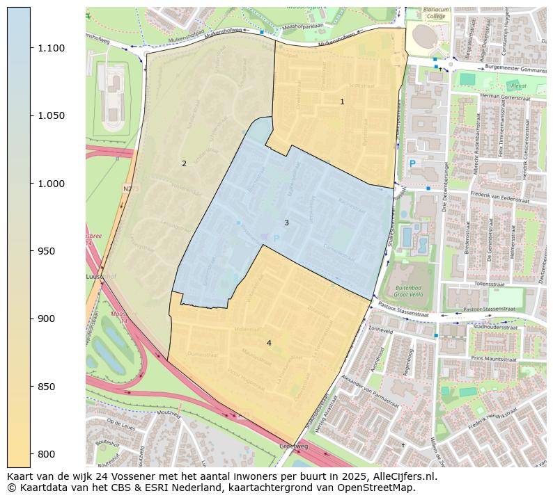 Afbeelding van de wijk Vossener op de kaart.