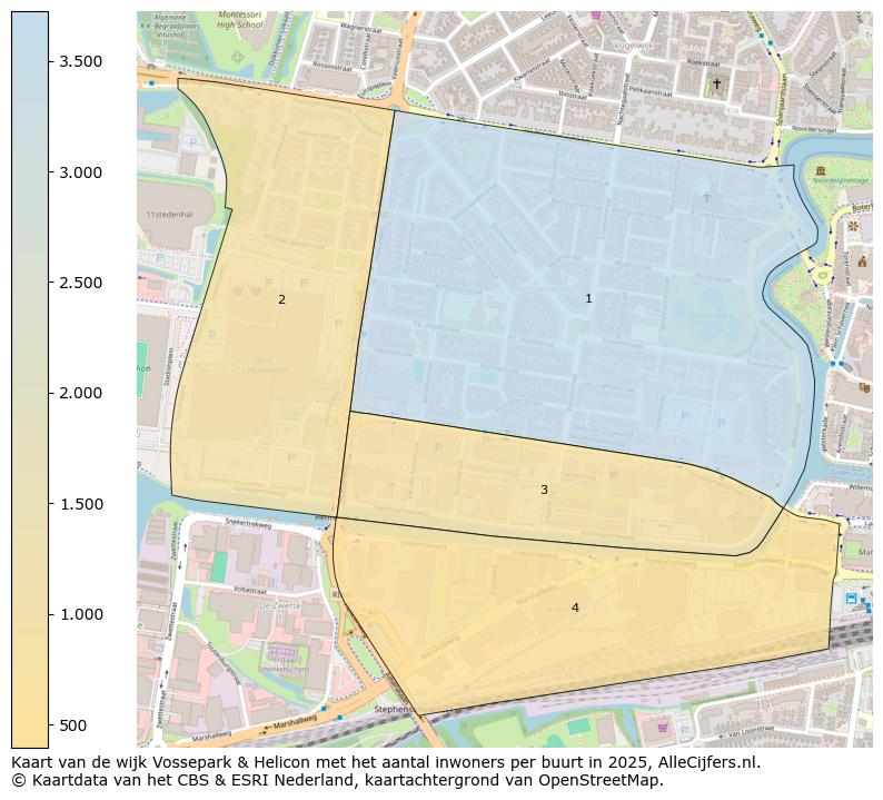 Afbeelding van de wijk Vossepark & Helicon op de kaart.
