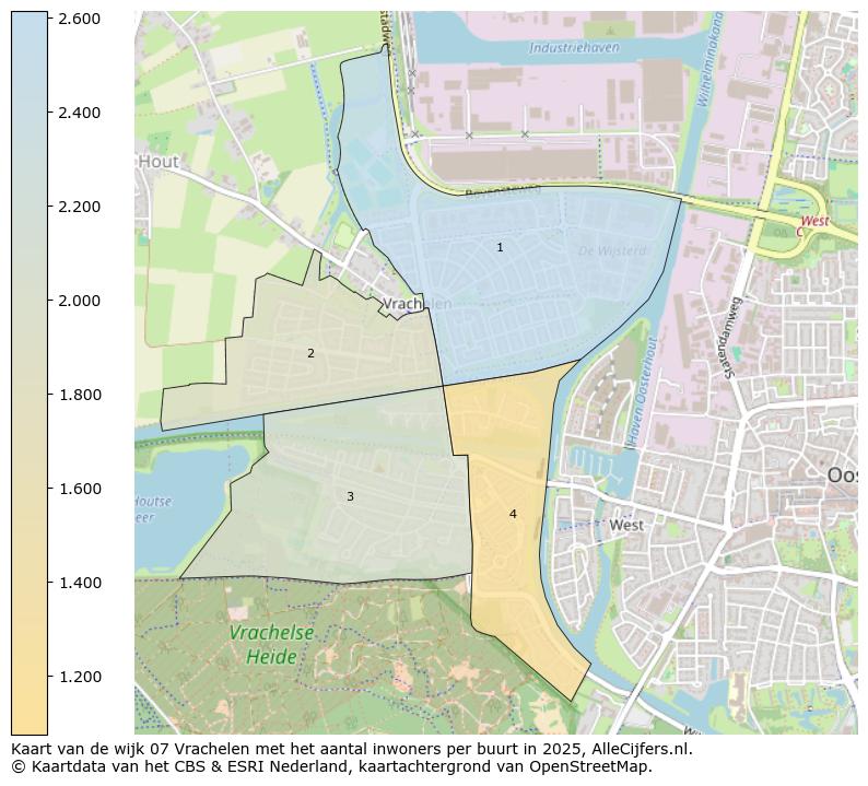 Afbeelding van de wijk Vrachelen op de kaart.