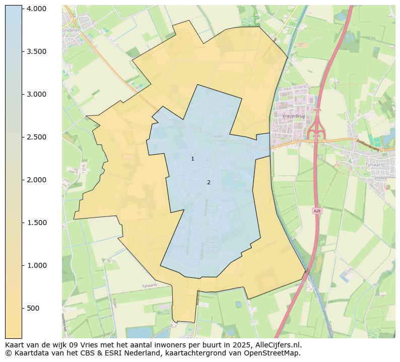 Afbeelding van de wijk Vries op de kaart.