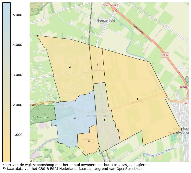 Afbeelding van de wijk Vroomshoop op de kaart.