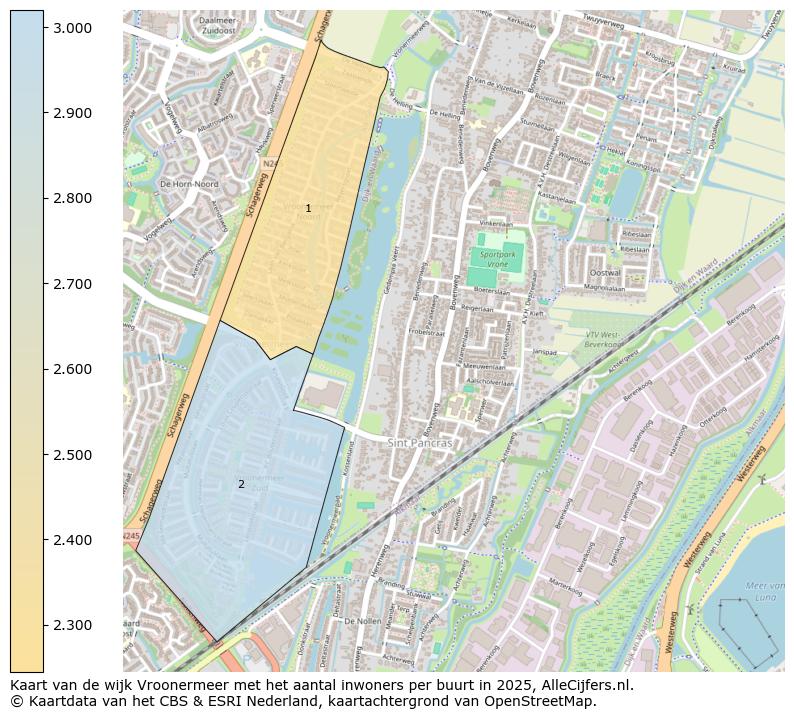 Afbeelding van de wijk Vroonermeer op de kaart.