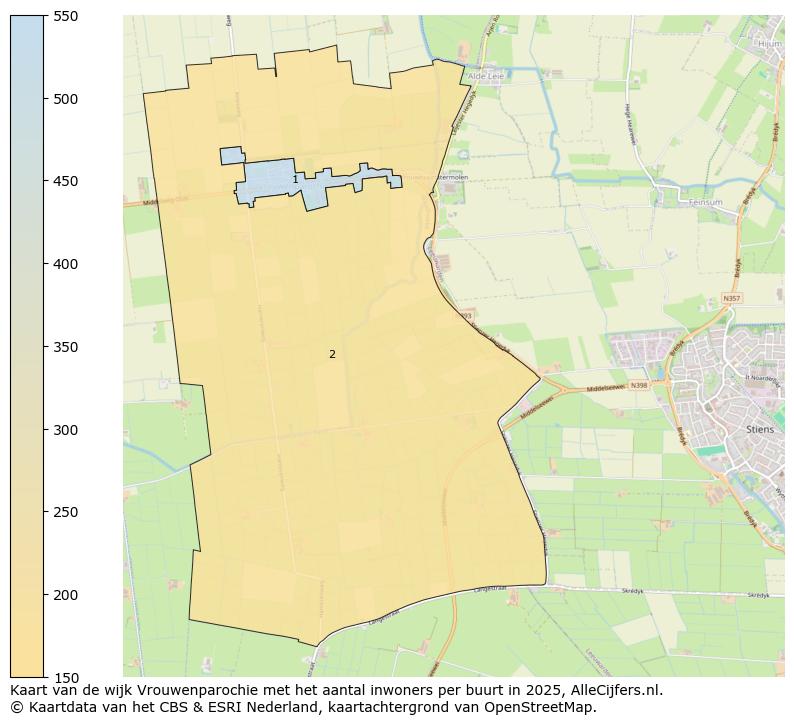 Afbeelding van de wijk Vrouwenparochie op de kaart.