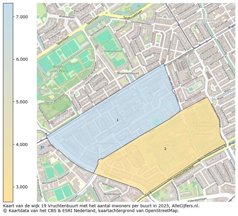 Afbeelding van de wijk Vruchtenbuurt op de kaart.