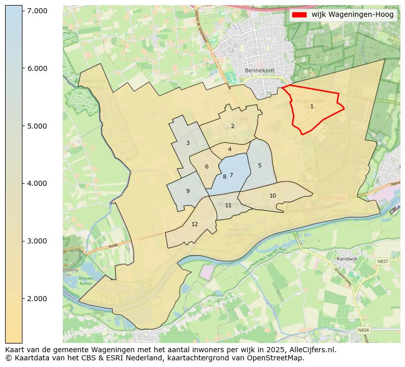 Afbeelding van de wijk Wageningen-Hoog op de kaart.