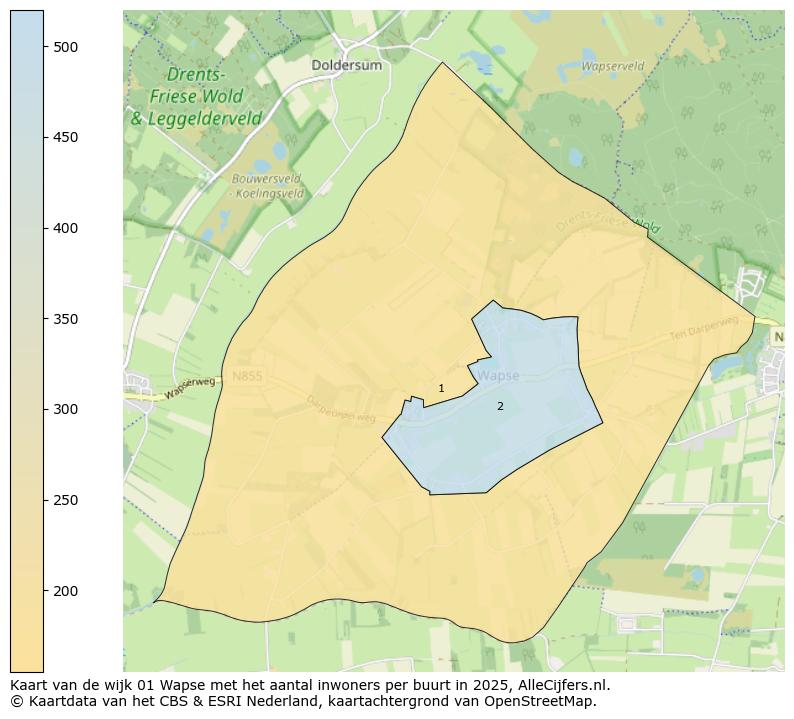 Afbeelding van de wijk Wapse op de kaart.