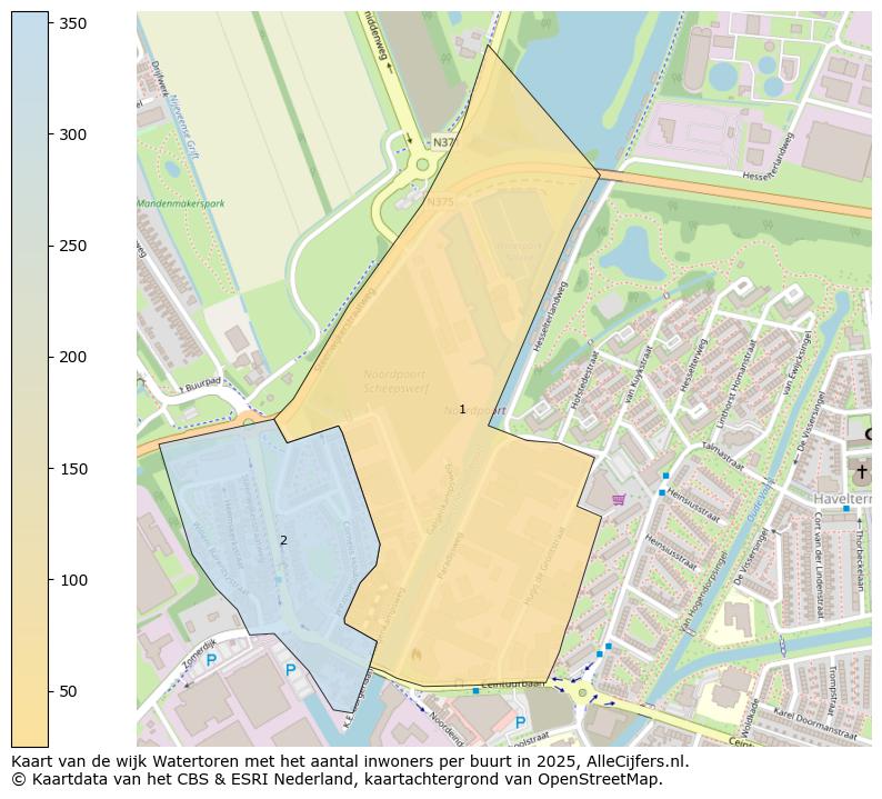 Afbeelding van de wijk Watertoren op de kaart.