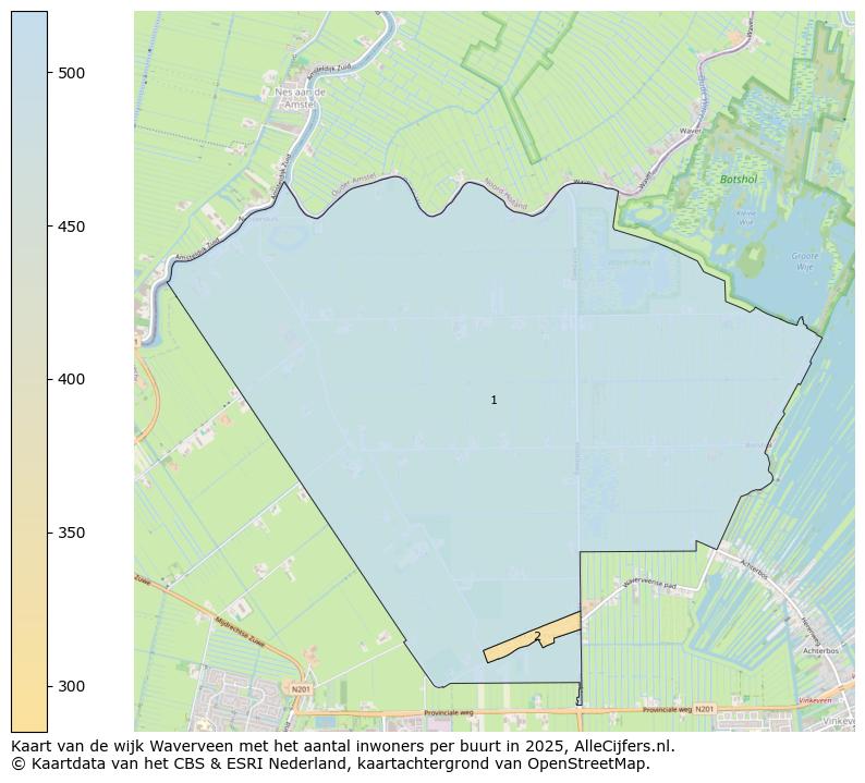 Afbeelding van de wijk Waverveen op de kaart.