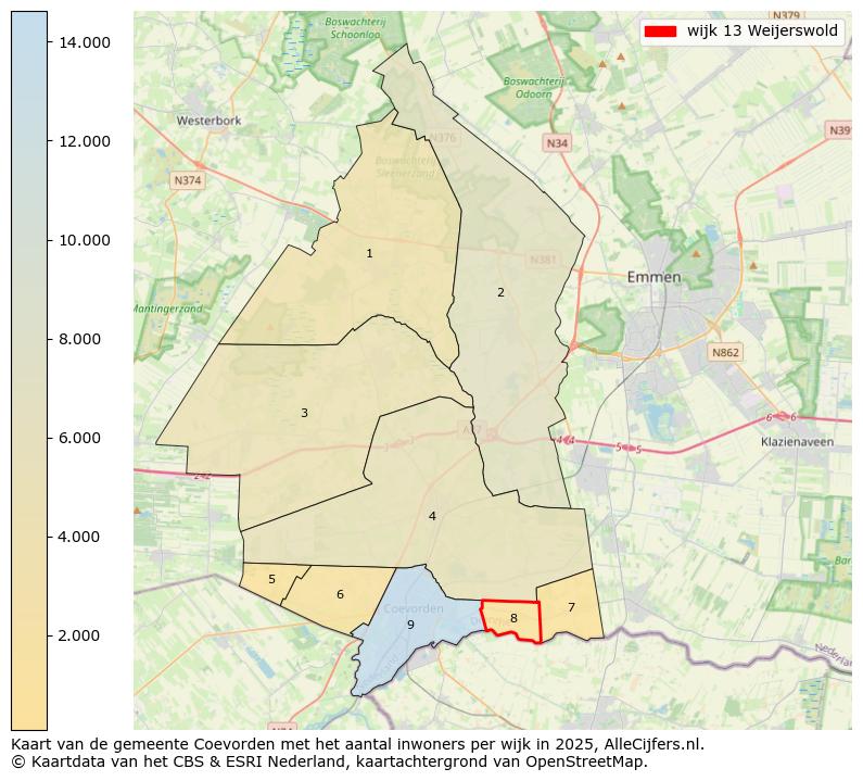 Afbeelding van de wijk Weijerswold op de kaart.