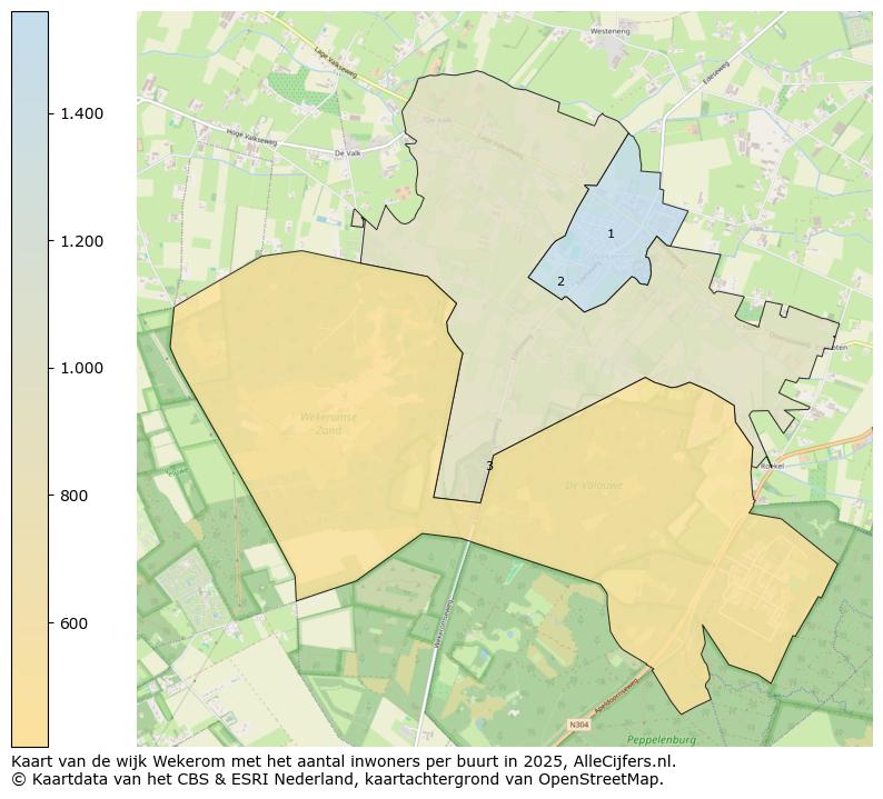 Afbeelding van de wijk Wekerom op de kaart.
