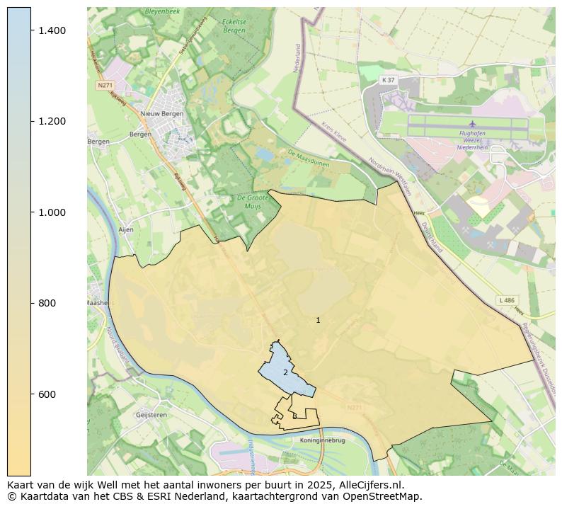 Afbeelding van de wijk Well op de kaart.