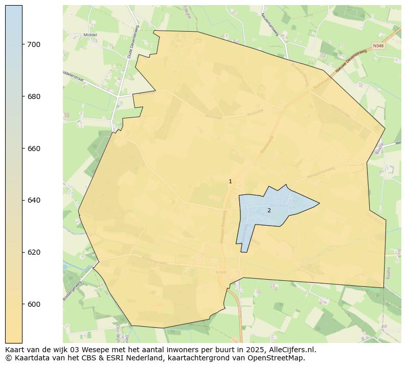 Afbeelding van de wijk Wesepe op de kaart.