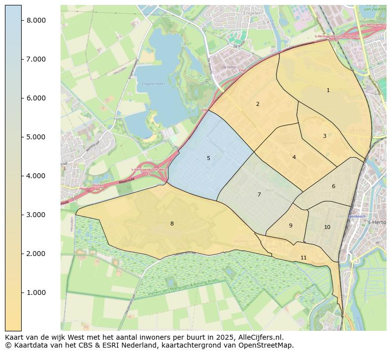 Afbeelding van de wijk West op de kaart.