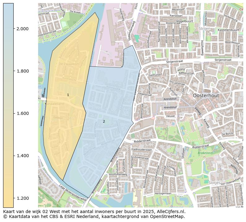 Afbeelding van de wijk West op de kaart.