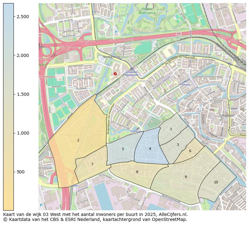 Afbeelding van de wijk West op de kaart.
