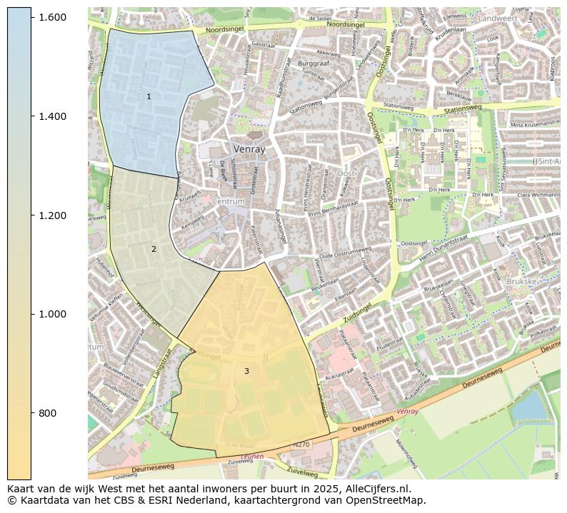 Afbeelding van de wijk West op de kaart.