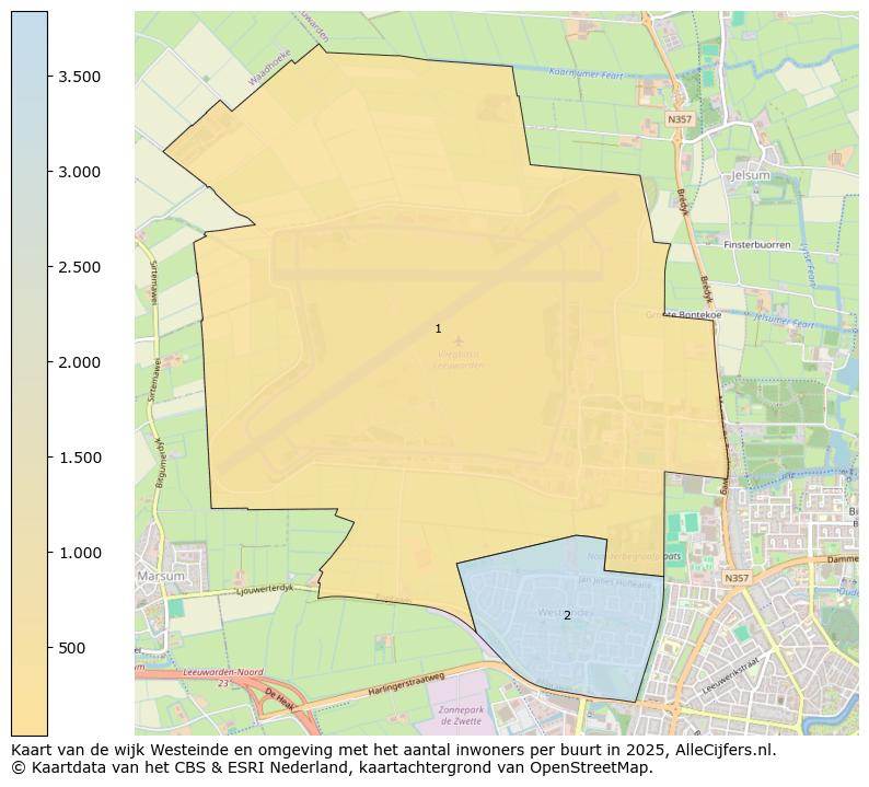 Afbeelding van de wijk Westeinde en omgeving op de kaart.