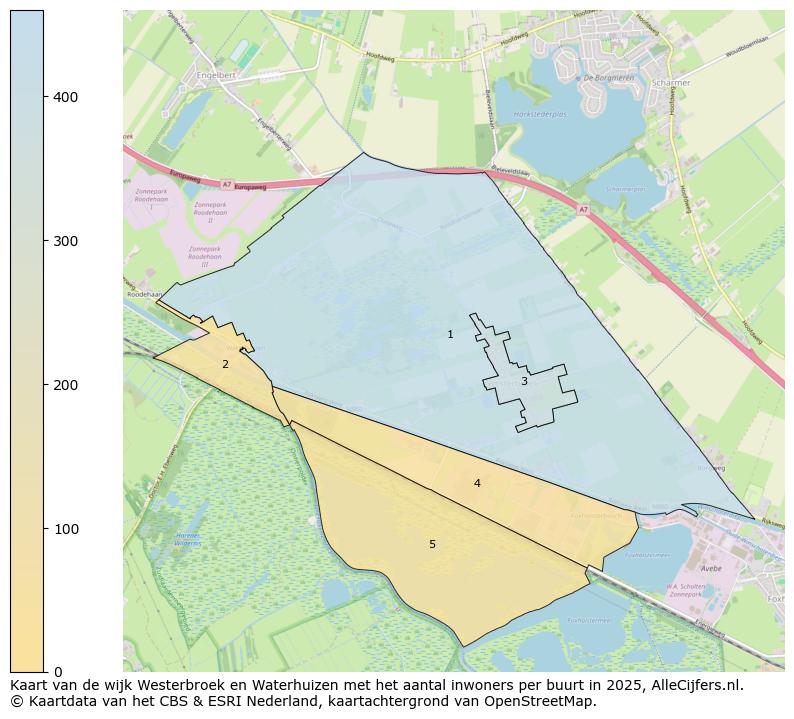 Afbeelding van de wijk Westerbroek en Waterhuizen op de kaart.