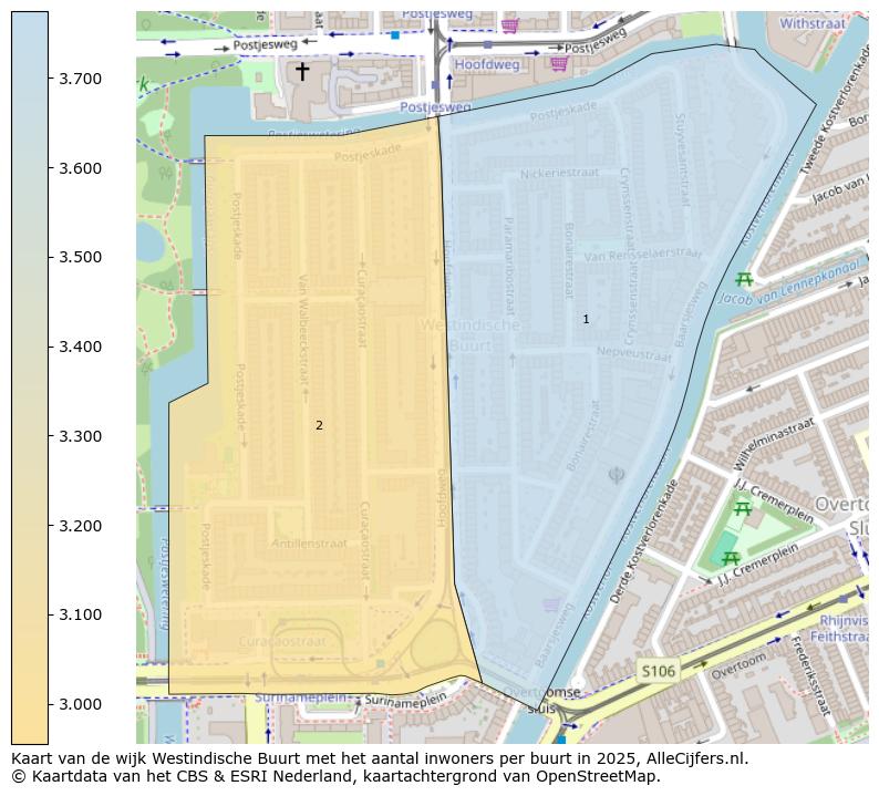 Afbeelding van de wijk Westindische Buurt op de kaart.
