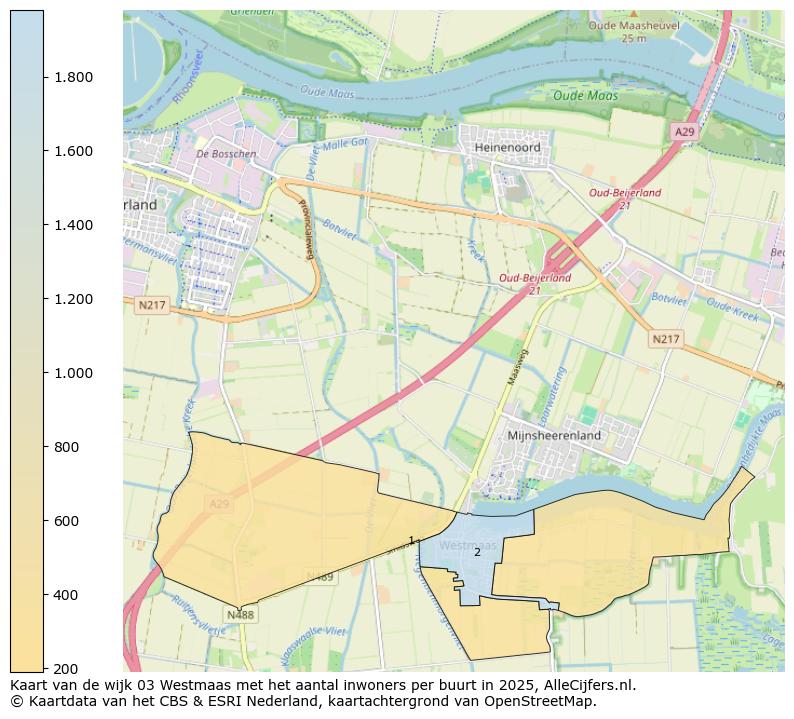 Afbeelding van de wijk Westmaas op de kaart.