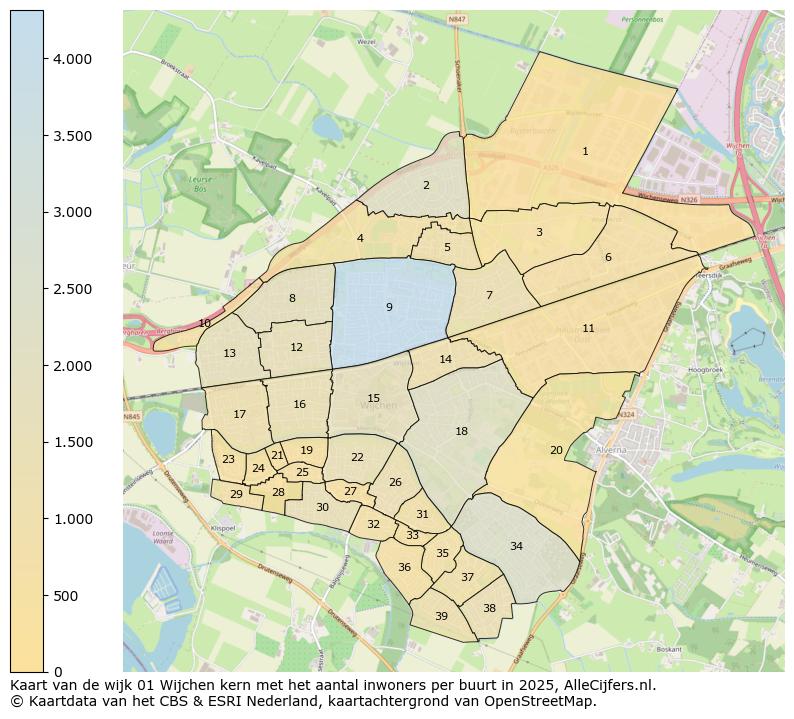 Afbeelding van de wijk Wijchen kern op de kaart.