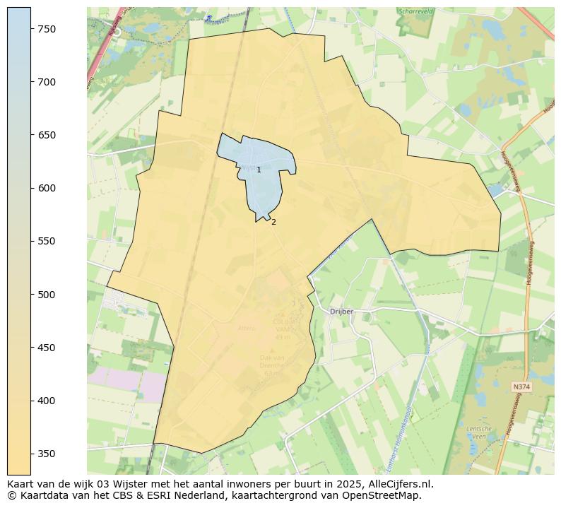 Afbeelding van de wijk Wijster op de kaart.