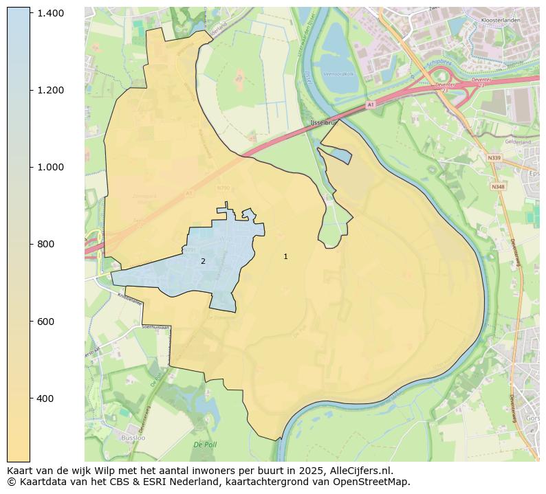 Afbeelding van de wijk Wilp op de kaart.