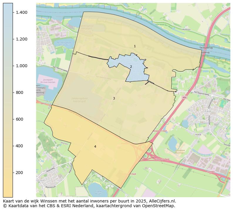 Afbeelding van de wijk Winssen op de kaart.