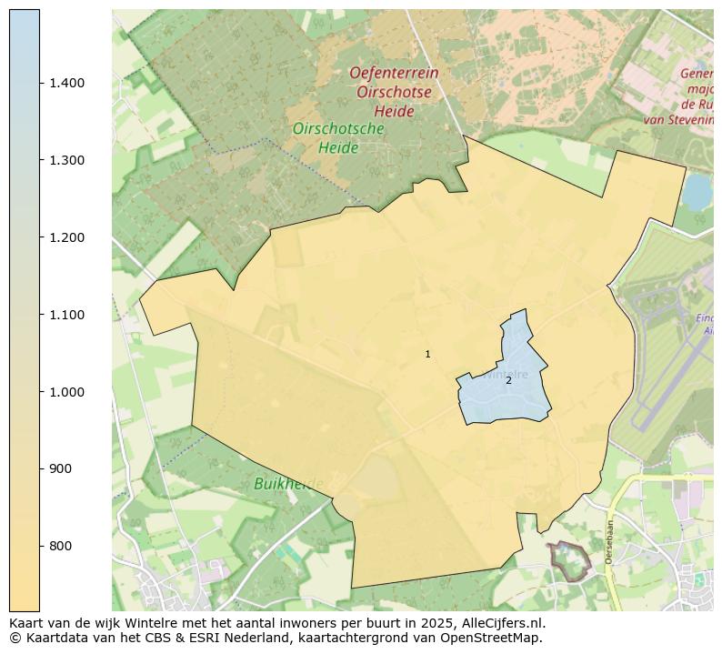 Afbeelding van de wijk Wintelre op de kaart.