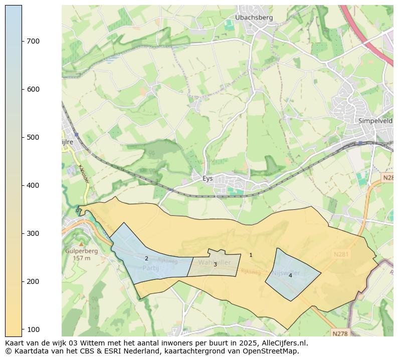 Afbeelding van de wijk Wittem op de kaart.