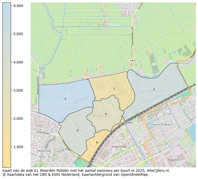 Afbeelding van de wijk Woerden-Midden op de kaart.
