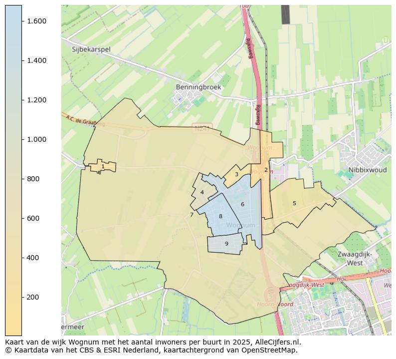 Afbeelding van de wijk Wognum op de kaart.
