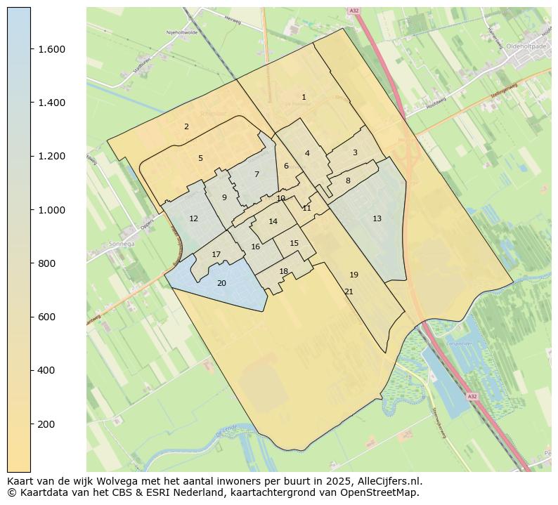 Afbeelding van de wijk Wolvega op de kaart.