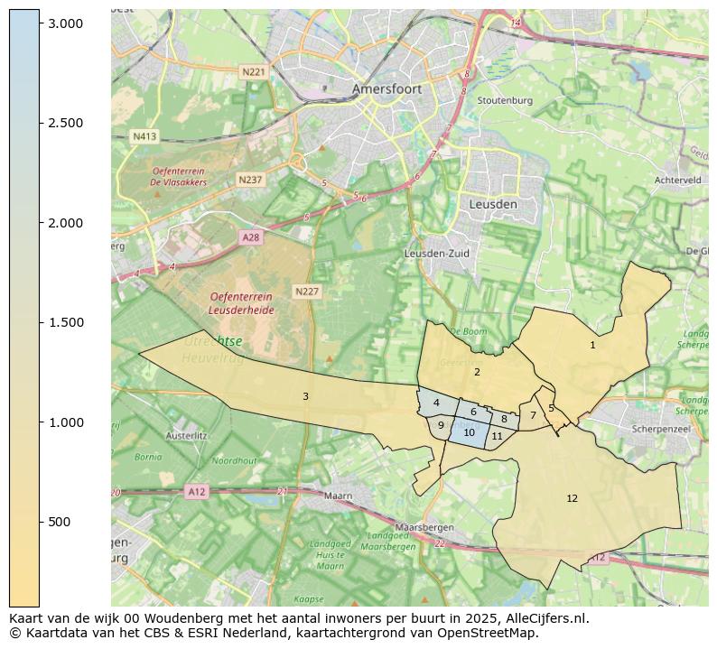 Afbeelding van de wijk Woudenberg op de kaart.