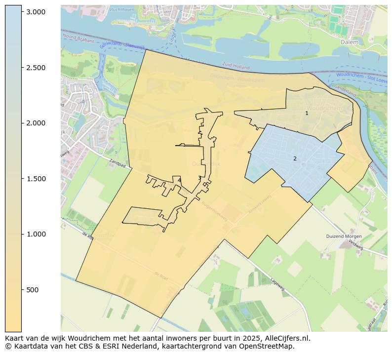 Afbeelding van de wijk Woudrichem op de kaart.