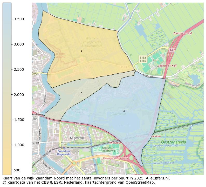 Afbeelding van de wijk Zaandam Noord op de kaart.