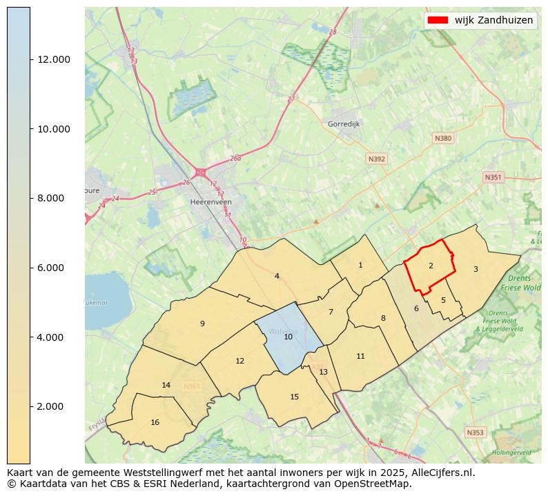 Afbeelding van de wijk Zandhuizen op de kaart.